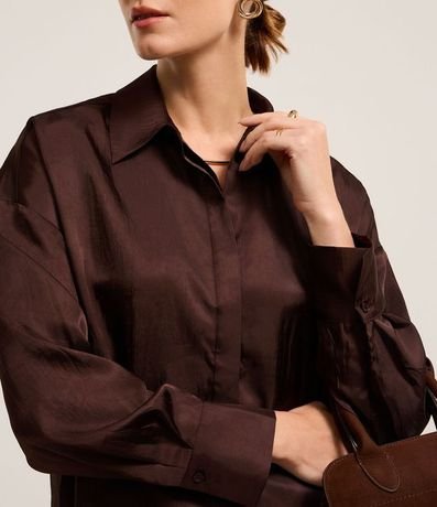 Camisa Satinada con Botones y Manga Larga 3