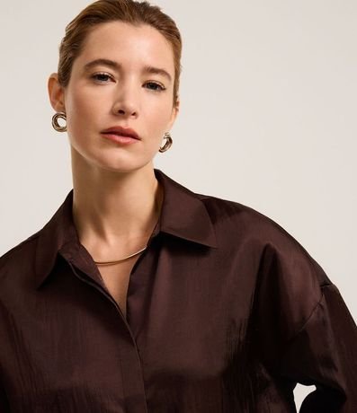 Camisa Satinada con Botones y Manga Larga 4