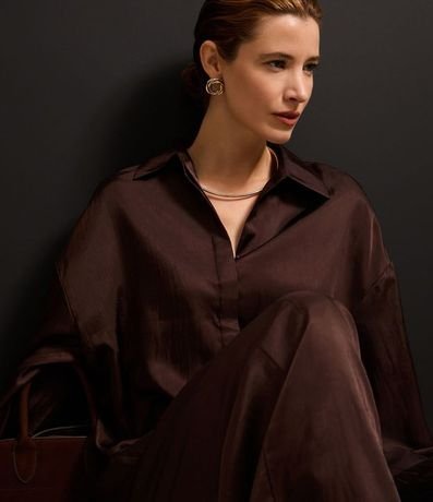 Camisa Satinada con Botones y Manga Larga 6