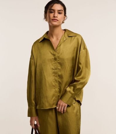 Camisa Satinada con Botones y Manga Larga 3