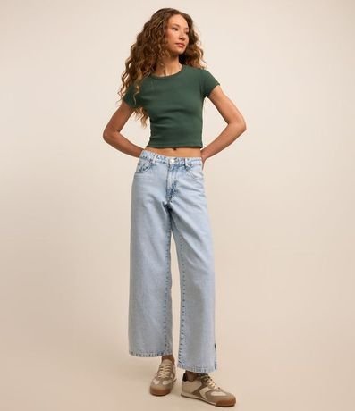 Blusa en Rib Acanalada con Manga Corta 2