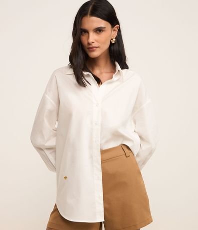 Camisa Amplia en Tricolina con Bordado Abeja
