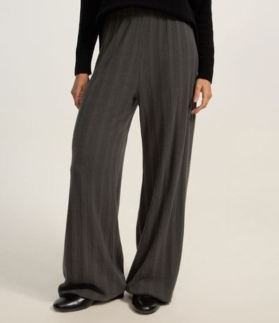 Pantalón Recto Acanalada Felpada y Calientita con Rayas 3