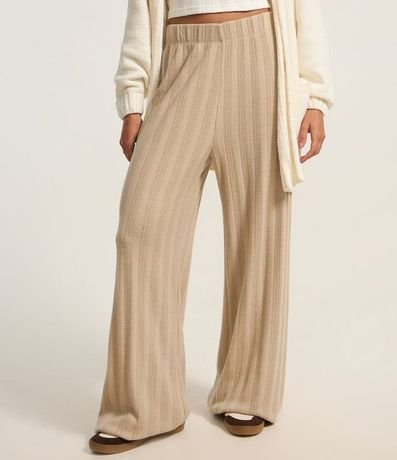 Pantalón Recto Acanalada Felpada y Calientita con Rayas 3