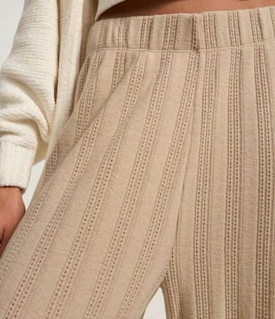 Pantalón Recto Acanalada Felpada y Calientita con Rayas 4