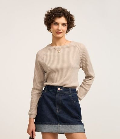 Blusa Slim Acanalada Felpuda con Sisa Raglán 1