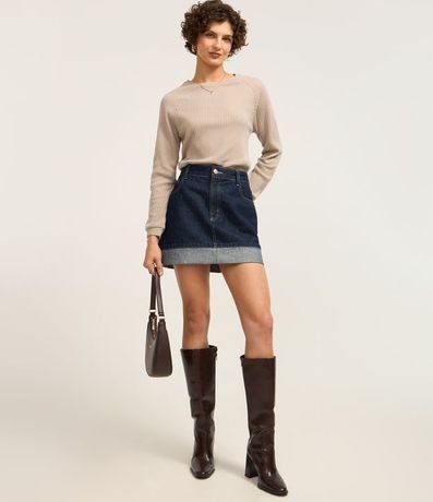 Blusa Slim Acanalada Felpuda con Sisa Raglán 2