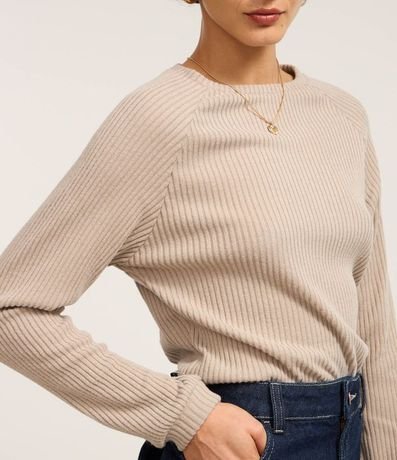 Blusa Slim Acanalada Felpuda con Sisa Raglán 3