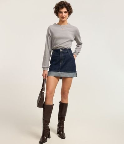 Blusa Slim Acanalada Felpuda con Sisa Raglán 2