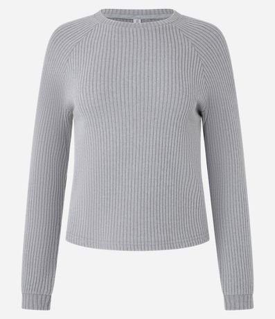 Blusa Slim Acanalada Felpuda con Sisa Raglán 4