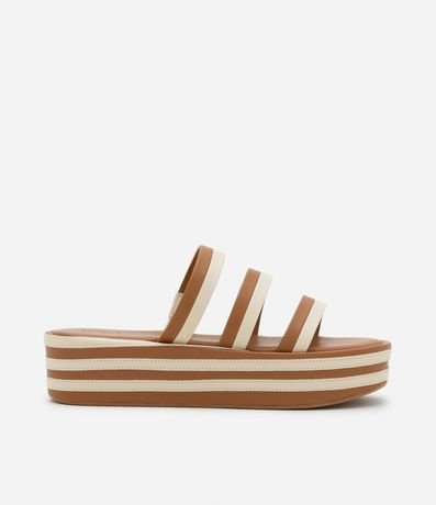 Sandalia Flatform en PU con Rayas
