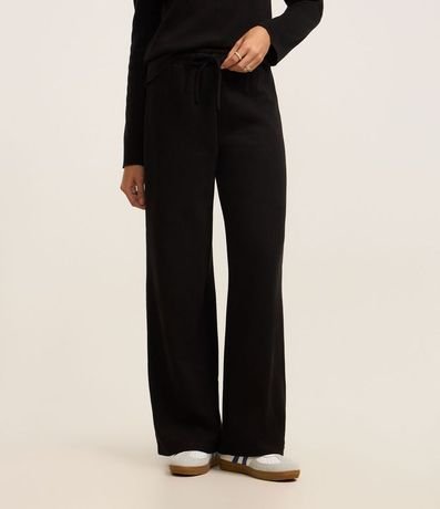 Pantalón Amplio Básico en Algodón con Lazo en la Cintura 3