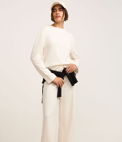 Pantalón Amplio Básico en Algodón con Lazo en la Cintura 2