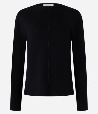 Blusa en Algodón con Friso delantero y Cuello Mediana