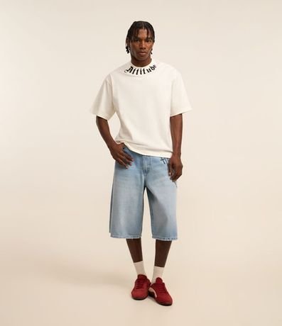 Remera Relaxed en Malla con Estampa Bordada Atitude 2