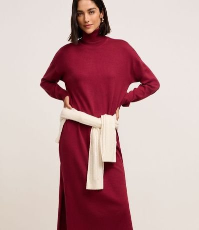 Vestido Midi de Punto con Cuello Alto