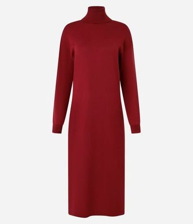 Vestido Midi de Punto con Cuello Alto
