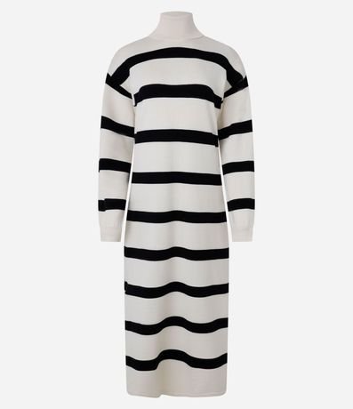 Vestido Recto Midi en Punto Listrado con Sisa Deslocada 7