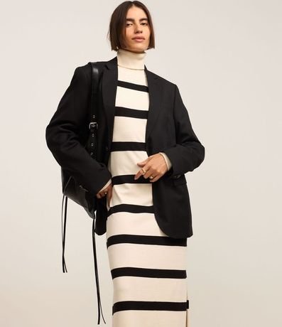 Vestido Recto Midi en Punto Listrado con Sisa Deslocada 2