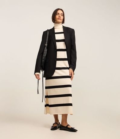 Vestido Recto Midi en Punto Listrado con Sisa Deslocada 3