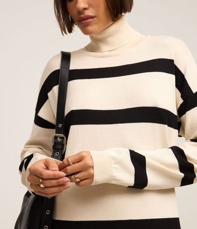 Vestido Recto Midi en Punto Listrado con Sisa Deslocada 5