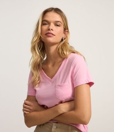 Blusa Básica en Algodón con Pequeño Bolsillo Frontal 1