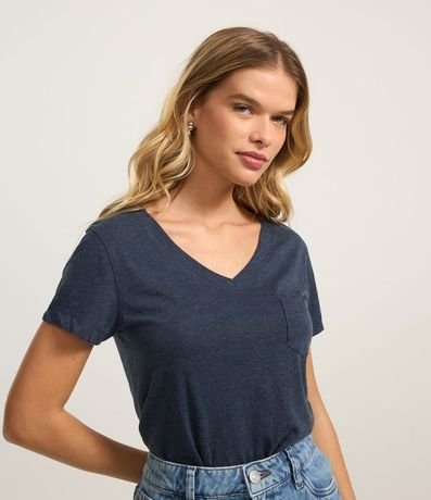 Blusa Básica en Algodón con Pequeño Bolsillo Frontal
