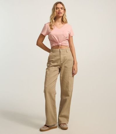 Blusa Básica en Algodón con Pequeño Bolsillo Frontal 2