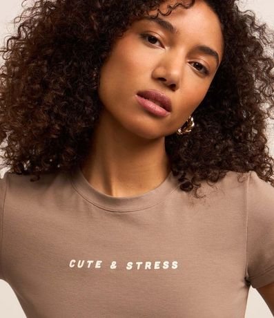 Blusa New T-Shirt en Rib con Estampa Cute And Stress