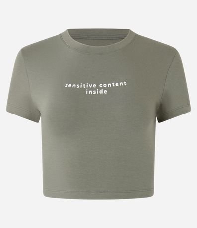 Blusa New T-shirt en Rib con Estampa Lettering Sensitive Content Inside 5