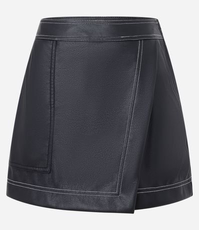 Short Pollera corto en PU Traspasado con Despuntes Contrastantes 5