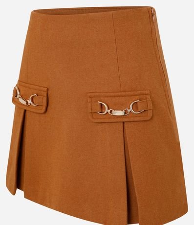 Pollera Corta en Polivelour con hebillas Diferenciadas y Pliegues 7