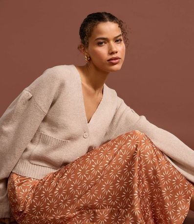 Cardigan Corto en Punto con Botones y Bolsillos 4