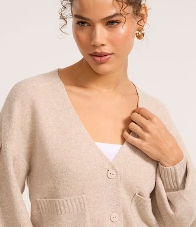 Cardigan Corto en Punto con Botones y Bolsillos 3