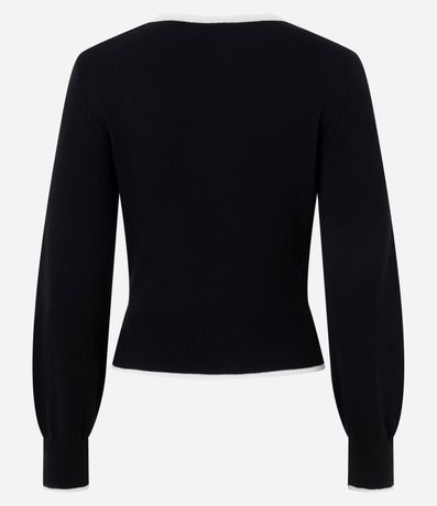 Blusa Femenina en Tricot con Escote Cuadrado y Detalle Contrastante 3