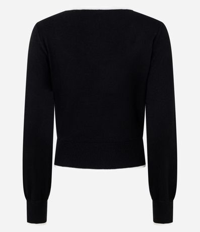 Blusa Femenina en Tricot con Escote Cuadrado y Detalle Contrastante 4