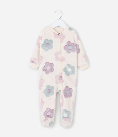 Mono Infantil en Fleece con Estampa Floral - Talle 0 a 18 meses 1