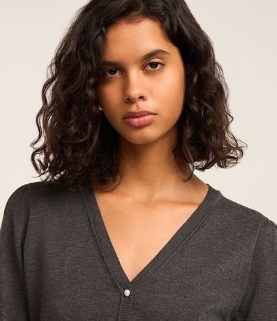 Cardigan en Punto con Manga Abullonada y Botón Perla 4