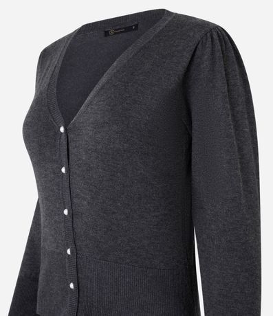 Cardigan en Punto con Manga Abullonada y Botón Perla 6