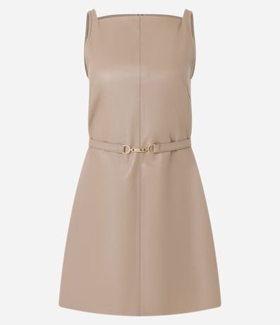 Vestido Corto en PU con Cinturón de Hebilla Diferenciada 7