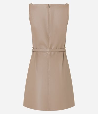 Vestido Corto en PU con Cinturón de Hebilla Diferenciada 8
