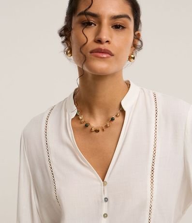 Camisa Bata de Viscosa con Detalles de Canalé 3