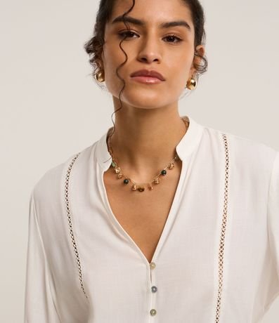 Camisa Bata de Viscosa con Detalles de Canalé 4