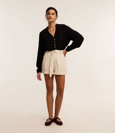 Camisa Bata de Viscosa con Detalles de Canalé 2