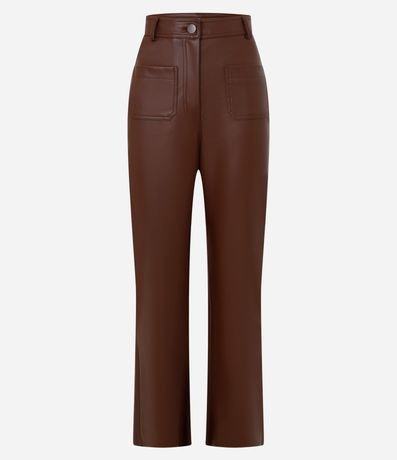 Pantalón Recto Cintura Alta en PU con Cintura Sastre 6