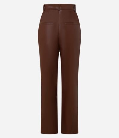 Pantalón Recto Cintura Alta en PU con Cintura Sastre 7