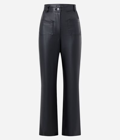 Pantalón Recto Cintura Alta en PU con Cintura Sastre 6