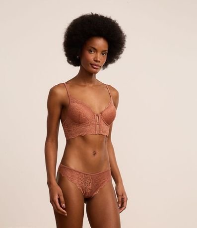 Bombacha Bikini en Microfibra con Encaje Floral