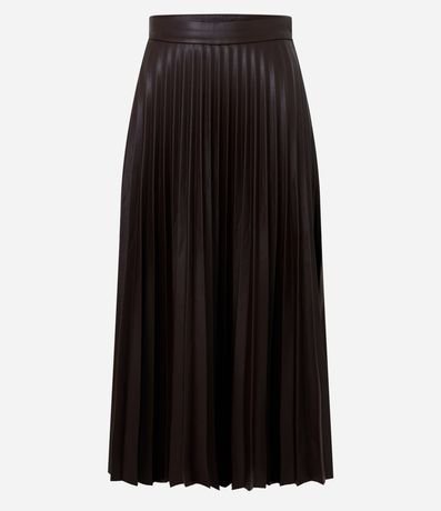 Pollera Midi en PU con Cintura Sastrería y Textura Plisada 7
