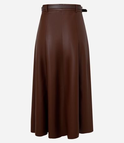 Pollera Godê Midi en PU con Cinturón Fino de Hebilla Forrada 6